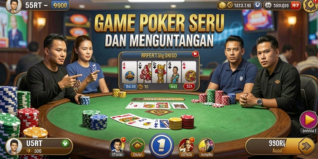 Tampilan gameplay Poker seru di 55RT dengan pemain aktif.