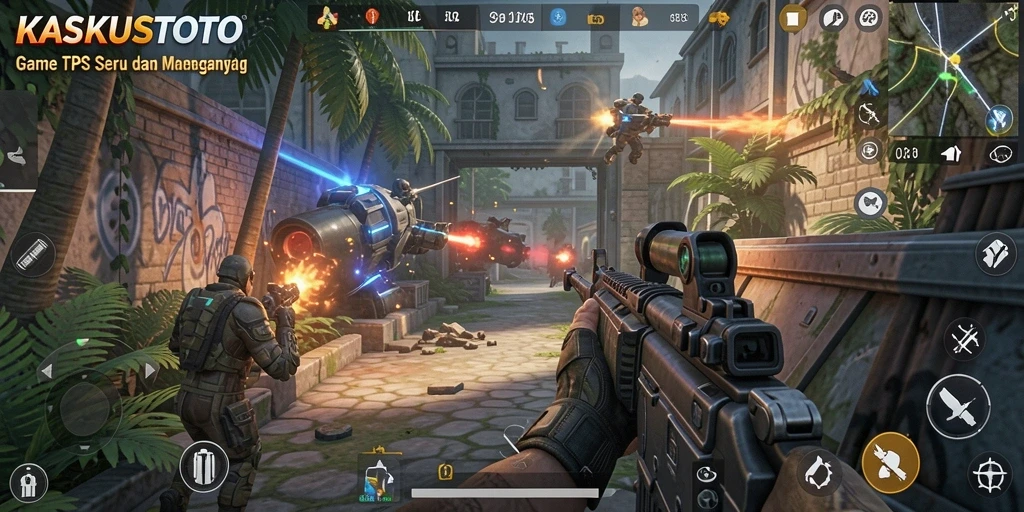 Screenshot KASKUSTOTO menampilkan aksi gameplay TPS yang mendebarkan.