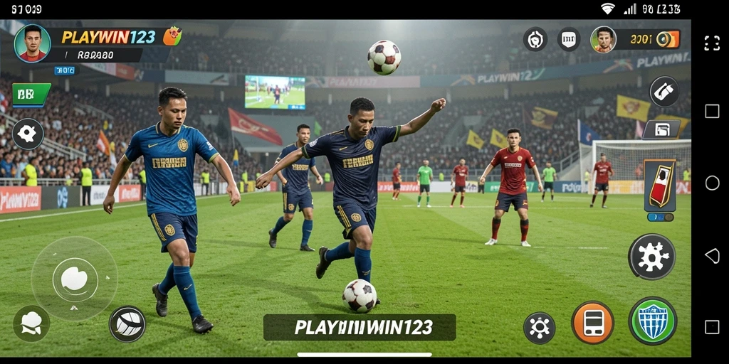 Screenshot utama PLAYWIN123 menampilkan aksi seru dalam game olahraga.