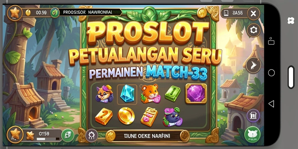 Tangkapan layar gameplay PROSLOT yang menampilkan aksi Match-3 yang mengasyikkan.