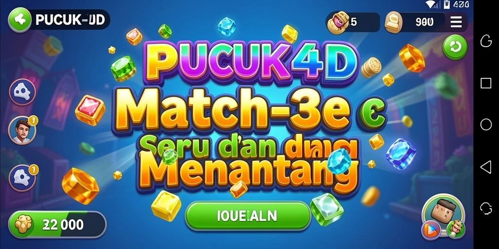 Tampilan gameplay <strong>PUCUK4D</strong> yang seru dan menantang dalam genre Match-3.
