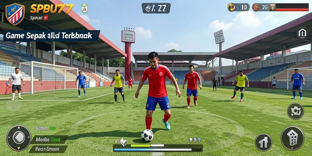 Tampilan gameplay mengesankan di SPBU77 dengan atmosfer pertandingan sepak bola.