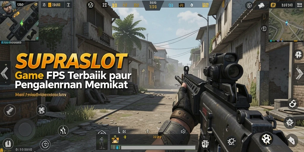 Screenshot gameplay <strong>SUPRASLOT</strong> menampilkan aksi tembak-menembak yang intens.