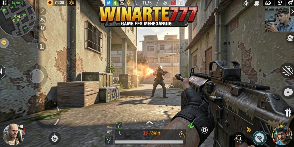 Tampilan mendebarkan gameplay WINRATE777 saat pertempuran FPS.